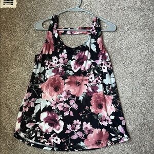 Black base with flowers tank top